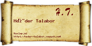 Héder Talabor névjegykártya